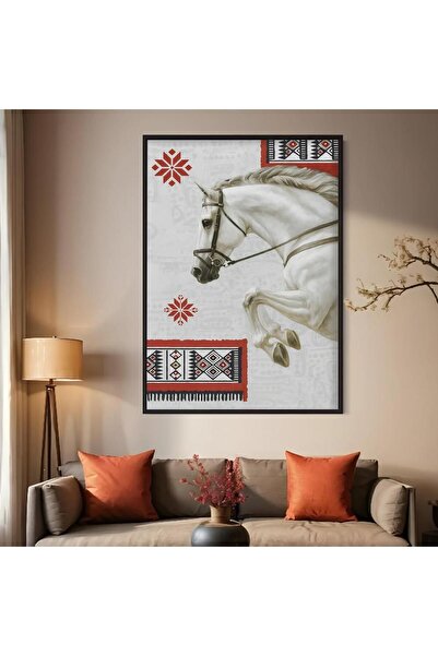 Marktna Horse Canvas Painting with Hollow Silver Frame