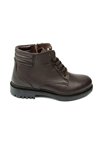 JAMES FRANCO 139 Brown Leather Men's Boots with Fur Inside