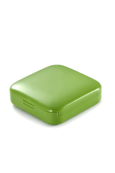 Toolsy Cutie depozitare medicamente, 2 compartimente, Glisanta, Verde, Patrat...