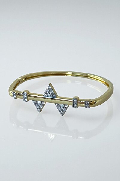 TAKIŞTIR سوار YSX بأساور بتفاصيل حجر ذهبي اللون