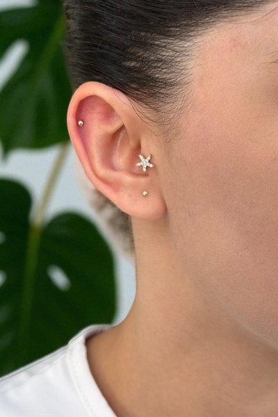 Utku Kuyumculuk 14 AYAR DENİZYILDIZI TRAGUS HELİX KÜPE