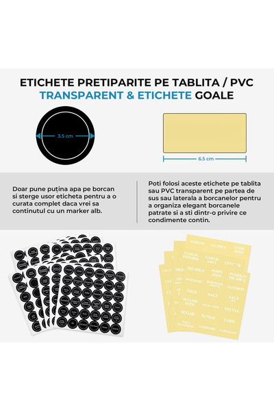 Elindor Set of 24 Square Glass Spice Jars with Leakproof Metal Lids, Includes Labels