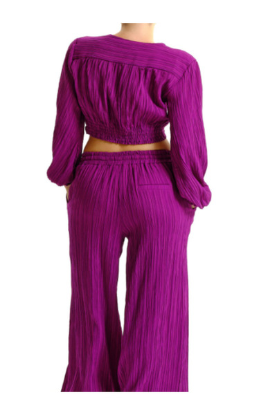 LUMİNA FASHİON Women's high-waisted pleated pants, size S, magenta color, LUMINA Fashion Italia