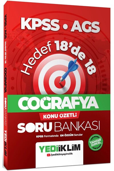 Yediiklim Yayınları KPSS AGS Coğrafya Hedef 18 de 18 Konu Özetli Soru Bankası