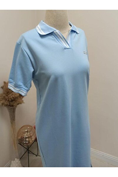 Kokoşum Butik 7305 Φόρεμα με μεταλλικά αξεσουάρ Baby Blue