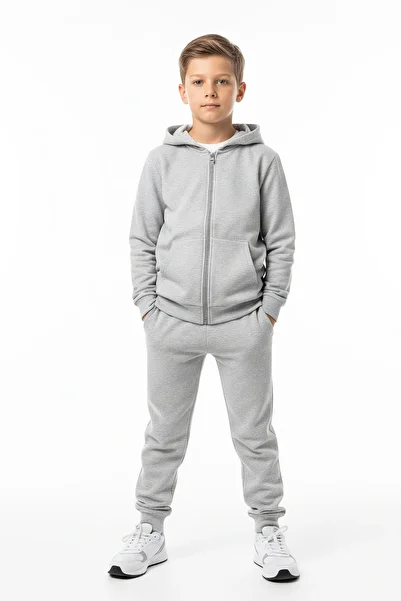 panios kids Zipped Kangaroo Pocket Hooded Sweatshirt Without Printing Boy's Track Suits