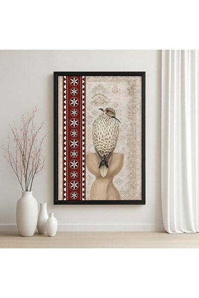 4gdran لوحة قماشية بتصميم الفن النجدي مع برواز خشبي مخفي