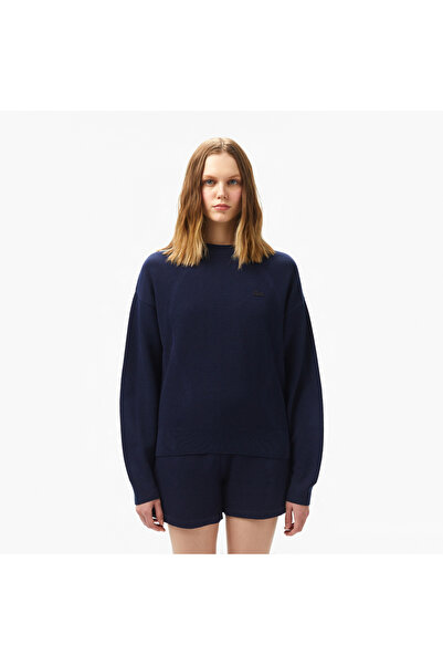 Lacoste Kadın Bisiklet Yaka Lacivert Triko