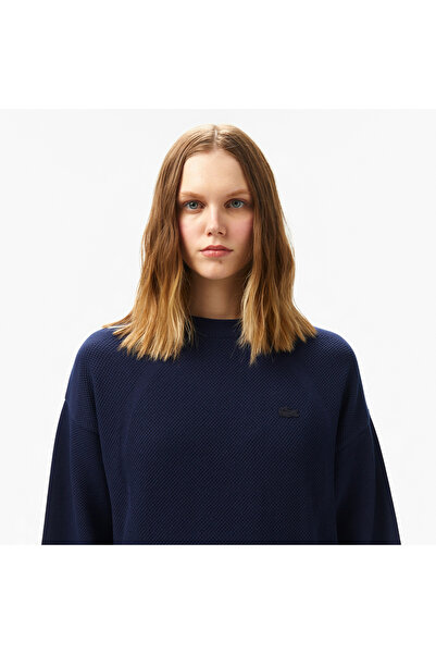 Lacoste Kadın Bisiklet Yaka Lacivert Triko