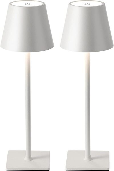 Taimi Cordless Lamps Set of 2,Touch Dimming,Wireless,IP54 Waterproof,Rechargeable,3 Color Modes,White