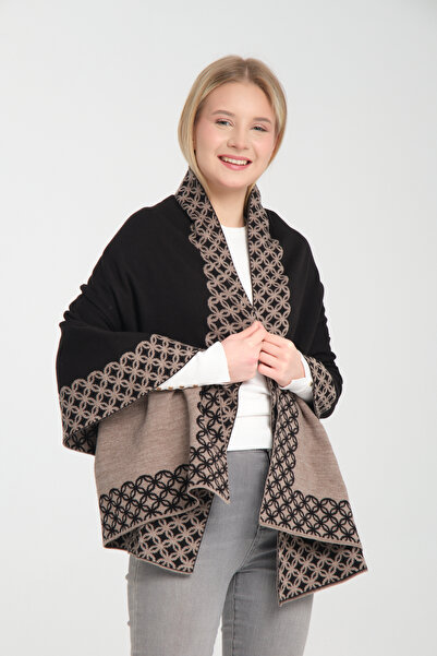 VEGA MODA Halka Desenli Triko Omuz Şalı – Şık ve Rahat Panço Modeli, Kadın Omuz Şalı, Kışlık Omuz Şalı