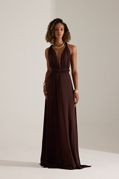 BETTY & SAM NADA KAHVERENGİ ELBİSE