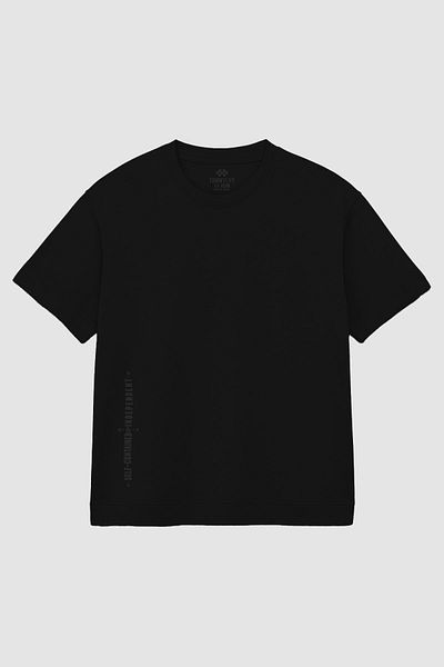 TOMMY LIFE Black Printed O Neck Comfortable Form Battal Plus Size T-Shirt - 88472