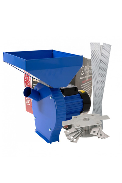 MXM Moară de cereale și cob Blue Craft-tec, motor CUPRU 4,5 Kw, 20 ciocane, 4 site, cuvă mare, 300 kg/h