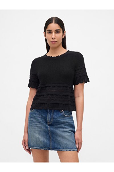 GAP KadınLinen-Blend Pointelle Crop Kazak