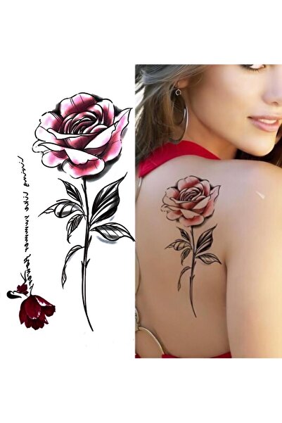 Mecit Tuhafiye KIRMIZI GÜL KOL BİLEK VUCUT İÇİN GEÇİCİ DÖVME