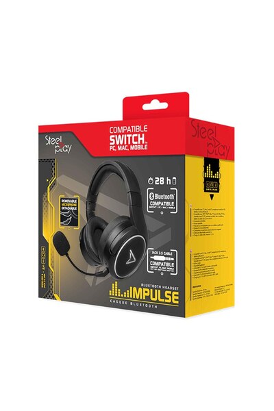 Steel Play Căști de gaming Bluetooth Steelplay Impulse, microfon detașabil, 50 mm, negre
