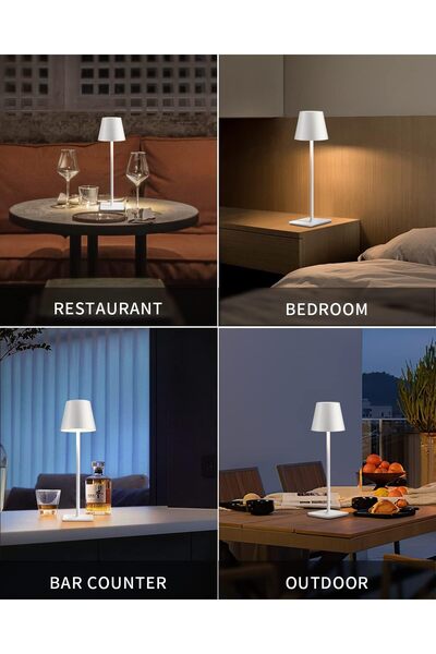 Taimi Metal Cordless Lamp,Touch Dimming,Wireless,IP54 Waterproof,Rechargeable,3 Color Modes,White