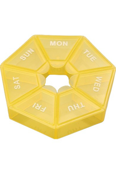 Flippy Cutie separator medicamente cu zilele saptamanii, Flippy, Plastic, 7 compartimente, Galben