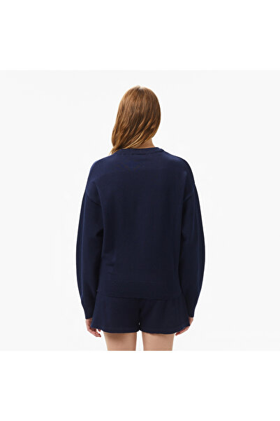 Lacoste Kadın Bisiklet Yaka Lacivert Triko