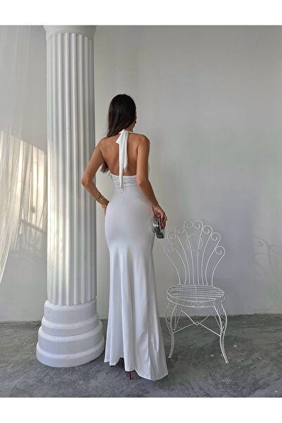 Paraf style Halter Yaka Davet Abiye Elbisesi – Uzun ve Zarif Model