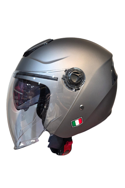 Free-M FREEM GRİ MAT AÇIK YARIM KASK (GÜNEŞ VİZÖRLÜ HAFİF MODEL)