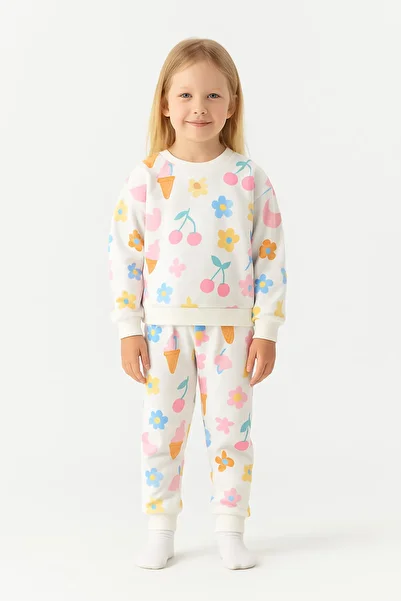 minikiss Seasonal Printed Top and Bottom Girls' Two-Piece Set