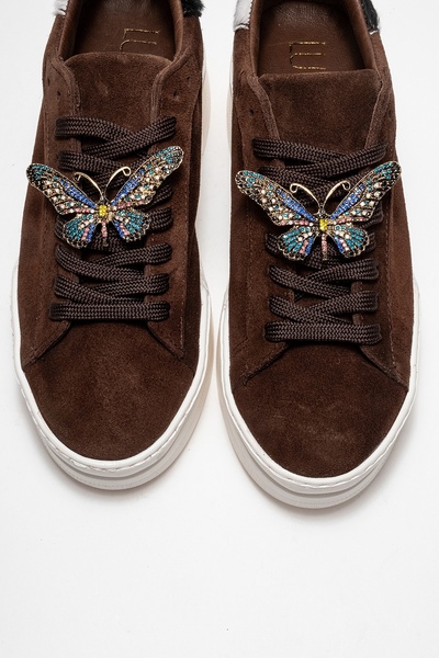 LuviShoes Anda Brown Suede Genuine Leather Buckle Women's Casual Sports Shoes