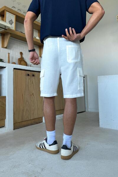 Flaw Wear Ecru Cargo Pocket Shorts
