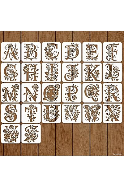 Canson Calligraphy Letter Stencils 26 Pieces 10X10Cm-Flower Letter Template,Painting Sticker