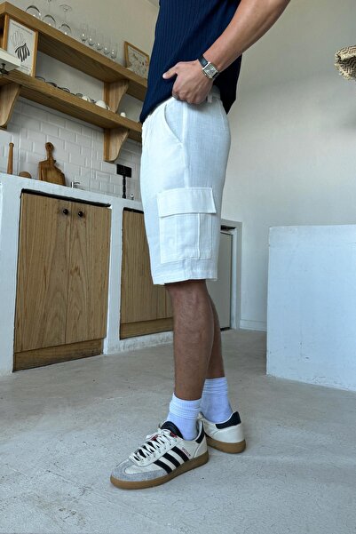 Flaw Wear Ecru Cargo Pocket Shorts