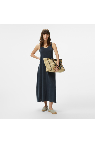 Nautica Kadın Siyah V Yaka Kolsuz Elbise