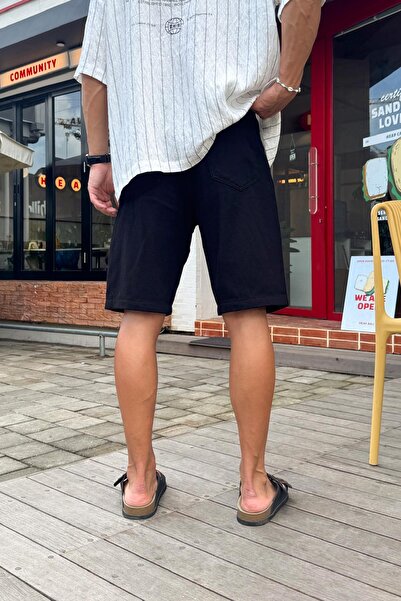 Flaw Wear Black Gabardine Shorts with Waistband