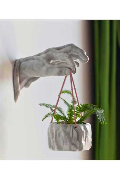 Yaratıcı sanatlar atölyesi 2 Parça Sarmaşıklı El ve Saksı Seti Duvar Saksısı Dekoratif Duvara Monte Saksı