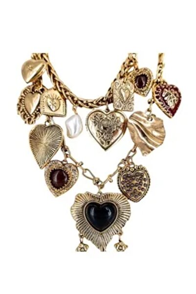 Butik Vintage tarzı gold çarmlı ikili çelik kolye