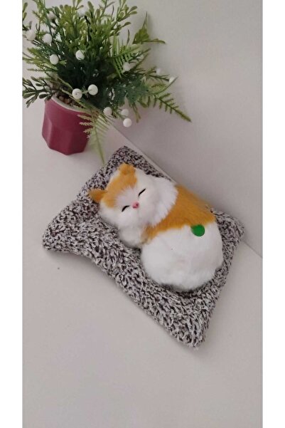 FAMEMUS ACCESSORY Sevimli Yatan Sesli Kedicik (17cm*17cm yatak dahil boyutu)