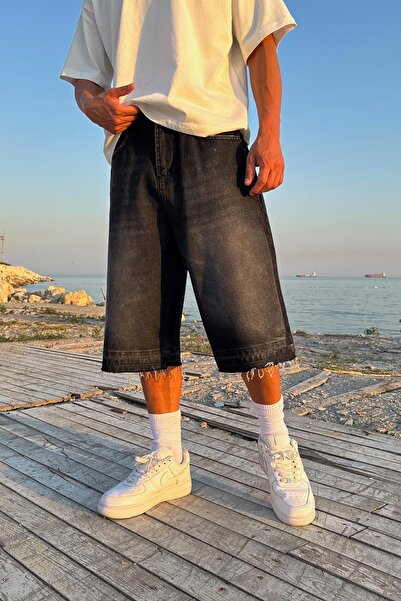 Flaw Wear Paça Yırtık Model Kot Şort Siyah