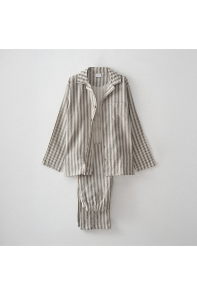 Ecocotton Ala Erkek Pijama Takımı Organik Pamuk Keten Antrasit