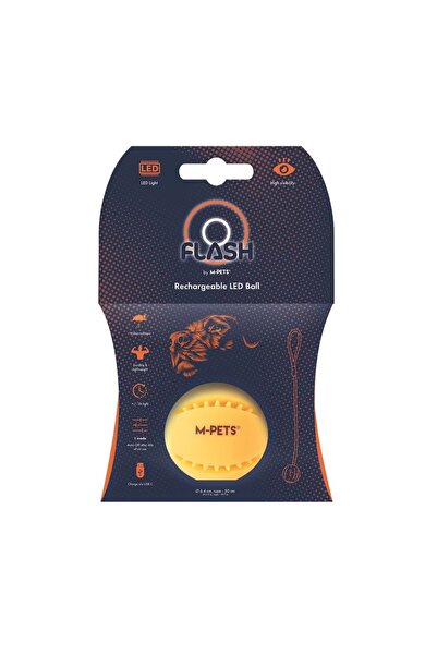 M-PETS Flash Led Ball Orange Dog Toy