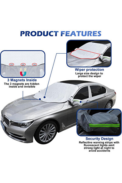 OEM Thick summer/winter windshield protection cover, magnetic fastening, anti-UV/frost 157x126 cm