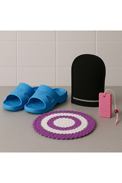 Metler زوج واحد من نعال الحمام، و1 فرشاة حمام مصنوعة يدويًا، ومقشرة، ومجموعة ...