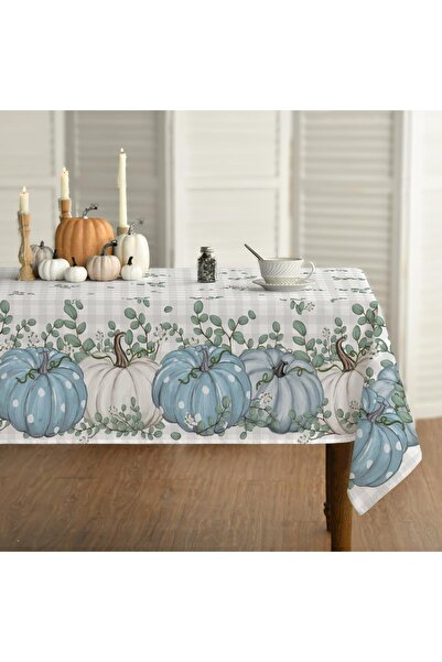 OEM Față de masă din fibre textile, dreptunghiulară, dovleci albaștri, 140x220cm