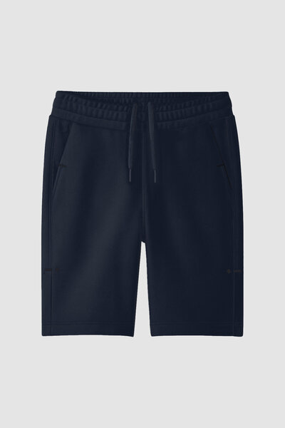 TOMMY LIFE Navy Blue Comfortable Form Lace-Up Pocket Detailed Oversized Men's Shorts - 81297