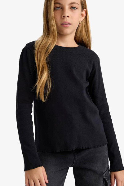 DeFacto Siyah Kız Çocuk Sweatshirt B2387A8/BK81