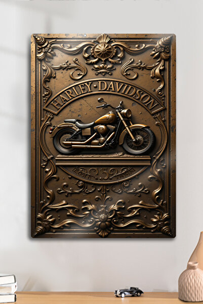 DekorHane Aspect în relief 3D din metal - Design cu motor Harley, cadou de de...