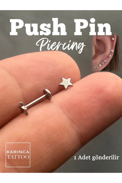 Karınca Piercing Push Pin Piercing Vidasız Önden Takmalı Kulak Helix Conch Dudak Burun Nostril Labret Tragus Küpe