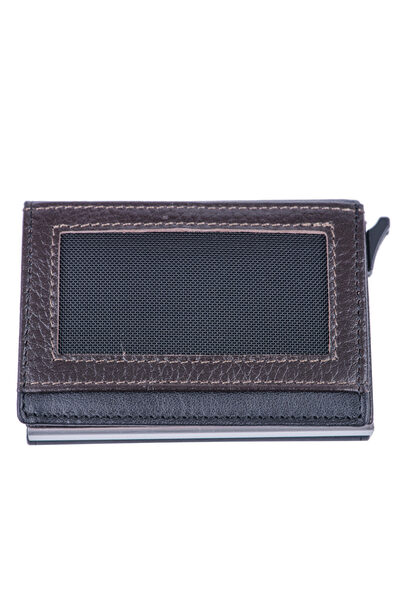 Toro Nero Men's card holder made of black-brown genuine leather Contractor, RFID protection