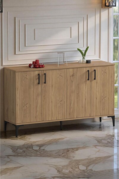 Moonlife Hans 4 kapaklı Çok Amaçlı Konsol Tv Sehpası Çam