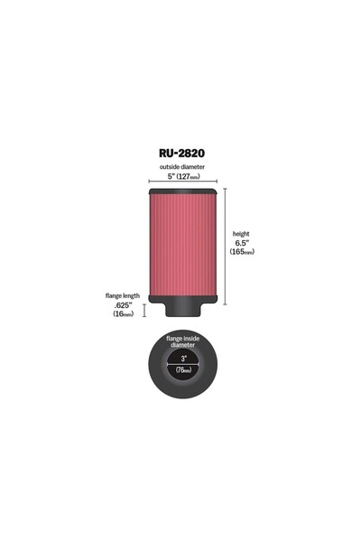 K&N فلتر هواء عالمي RU-2820
