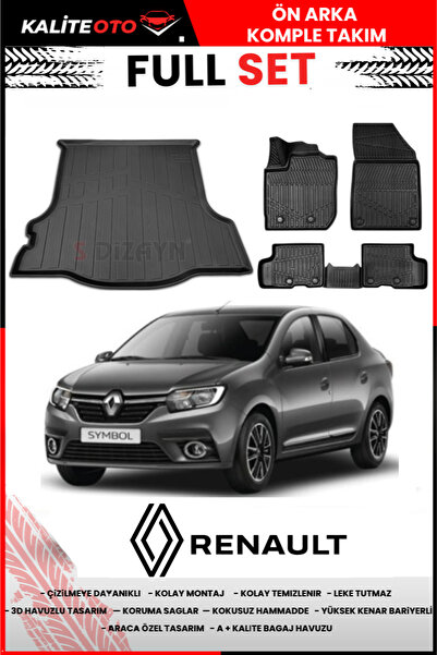 ko kaliteoto Renault Symbol 2014-2015-2016-2017-2018-2019 Model Bagaj Havuzu+...